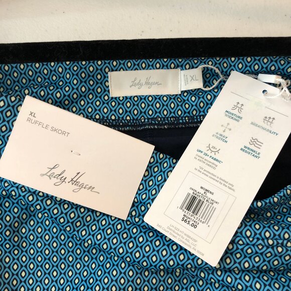 Lady Hagen Womens Ruffle Skort Blue Diamond Print Moisture-Wicking Size XL - Picture 4 of 5
